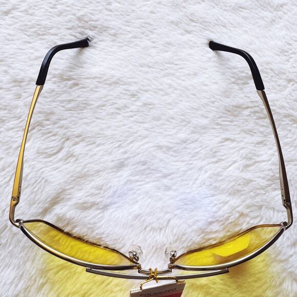 Orielle Clear Yellow w/ Silver Rim Aviator Sunglasses - Picture 4 of 15